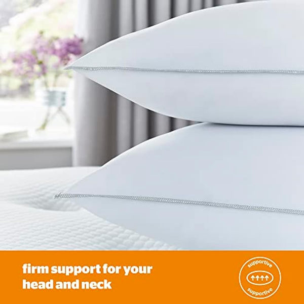 Silentnight Firm Support Pillow Pack of 2 - Side Sleeper Pillows for Sleeping Neck Back Orthopaedic Pain - Machine Washable Pillow Pair for Side Sleepers, White, packaging may vary