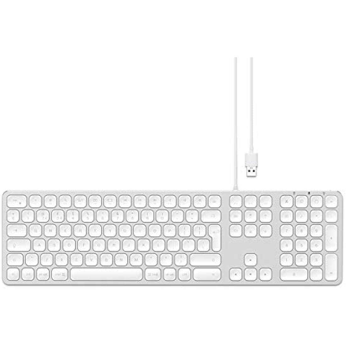 Satechi Aluminum Wired USB Keyboard with Numeric Keypad – for iMac Pro, iMac, Mac Mini, MacBook Pro/Air, Windows, PC or Laptop – Silver