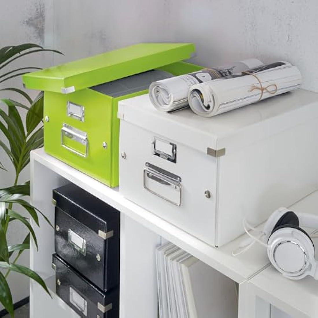 Leitz 60440054 A4 Storage Box, Click and Store Range, Medium, Green, 36.9 x 28.1 x 3.7 cm