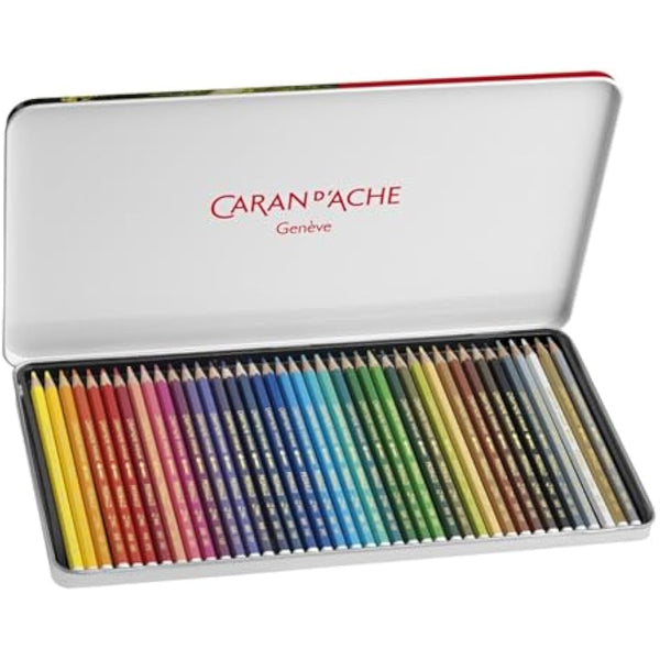 Caran Dache Metal tin with 40 assorted colours
