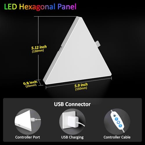 Kangtaixin Triangle LED Light Panels - 8 Pack Triangle Wall Light DIY Geometry Splicing Module Rhythm Lamp with App Control & Music Sync for Gaming Setup, Bedroom, and Streaming Room