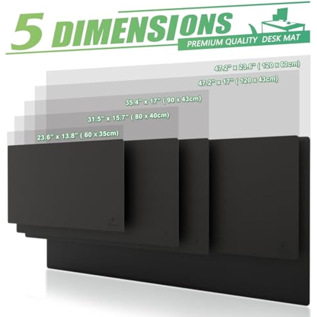 K KNODEL Large Office Leather Desk Mat, Mouse and Keyboard Pad, Computer and Laptop Mat, Desktop Protector and Cover, Writing Pad and Blotter (90x43cm, Black)