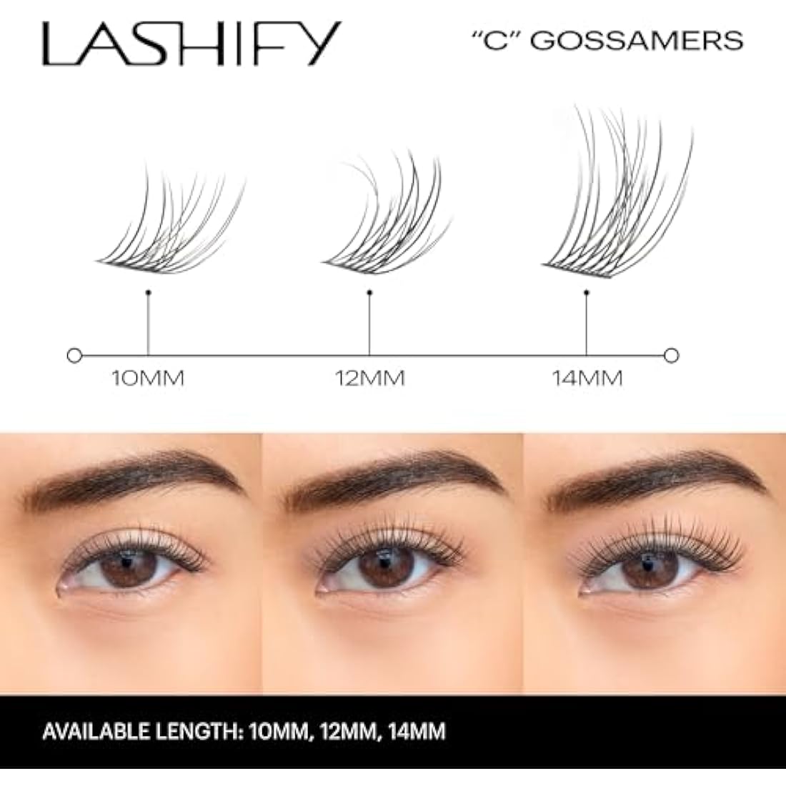 Lashify Curl 10mm Gossamer DIY Eyelash Extensions Refill, Black, Easy False Eyelashes for a Natural Look