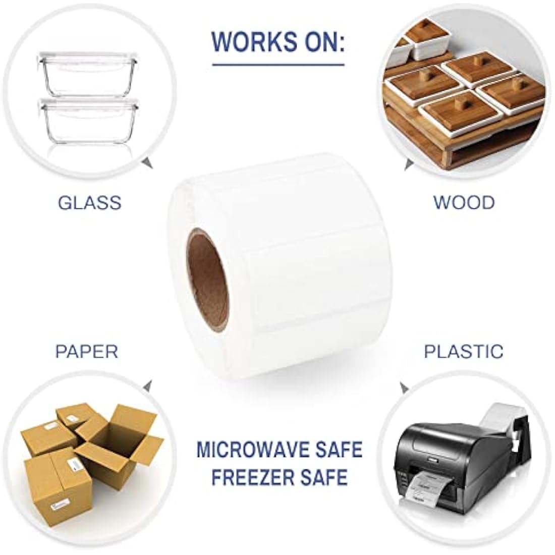 Sticky Labels Roll, Self Adhesive Labels White Sticky Label Blank Label Stickers for Office, Kitchen, Supermarket and Laboratory (1000PCS 60 * 30mm)