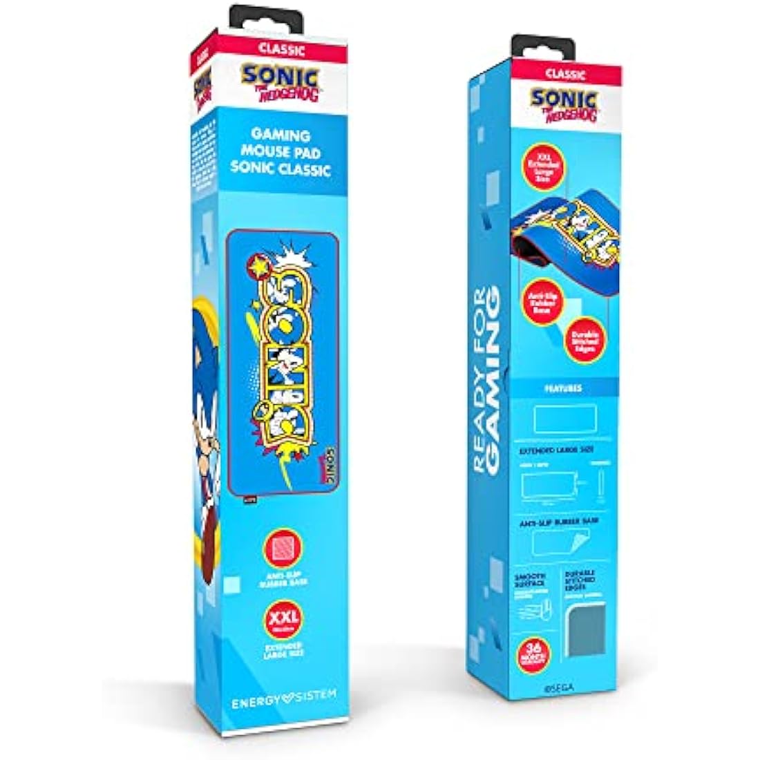 Energy Sistem Gaming Mouse Pad ESG Sonic Classic (XXL, Anti-Slip Rubber Base, Sonic)