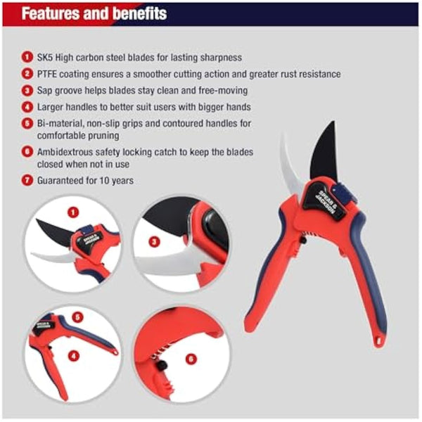 Spear & Jackson 6060BS Razorsharp Advantage Large Bypass Pruning Shear, Blue