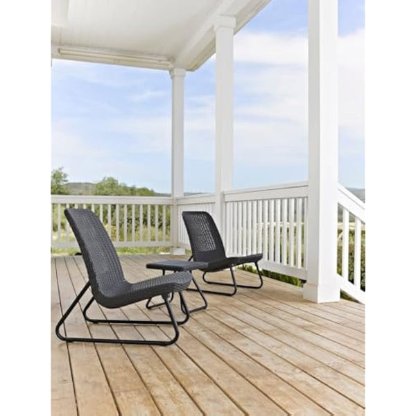 Keter Rio Patio Set, Table and Chairs - Graphite/Grey