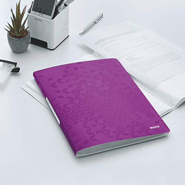 Leitz A4 Display Book, 40 Pockets, 80 Sheet Capacity, Transparent Pockets, Purple, WOW Range, 46320062