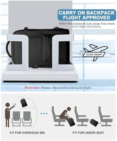 VGCUB Arge Travel Backpack, Unisex Airline Approved Gym Backpack with Laptop Compartment, 40L, Nylon, Water Resistant, Solid Black