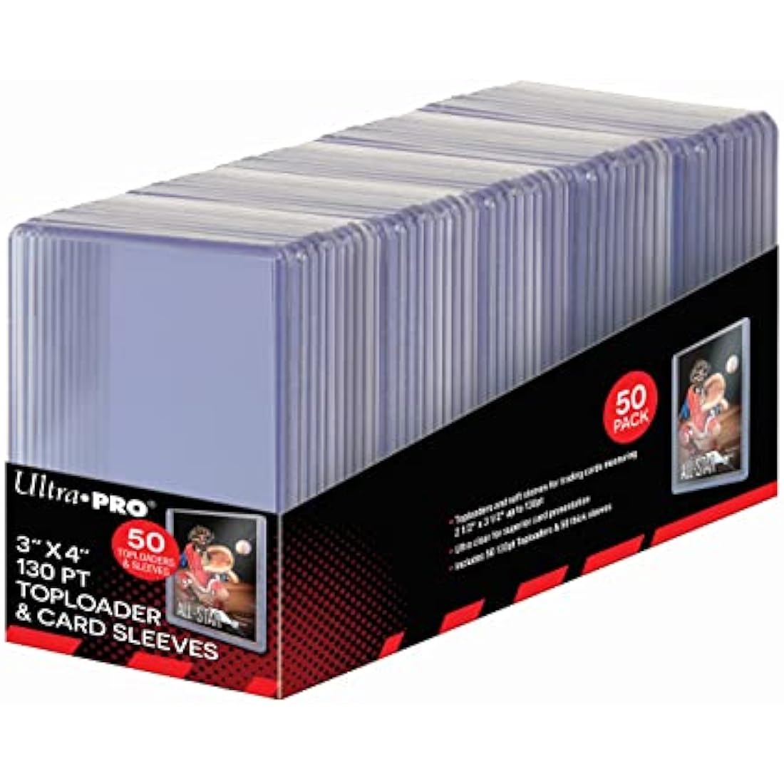 Ultra Pro 3" X 4" Super Thick 130 pt Toploader with Thick Card Sleeves (50 ct.)