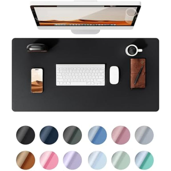 YSAGi Leather Desk Mat, Large Mouse Mat, Non-Slip Desk Pad, Waterproof PU Leather Table Protector Writing Pad for Office and Home (80 x 40 cm, Black)