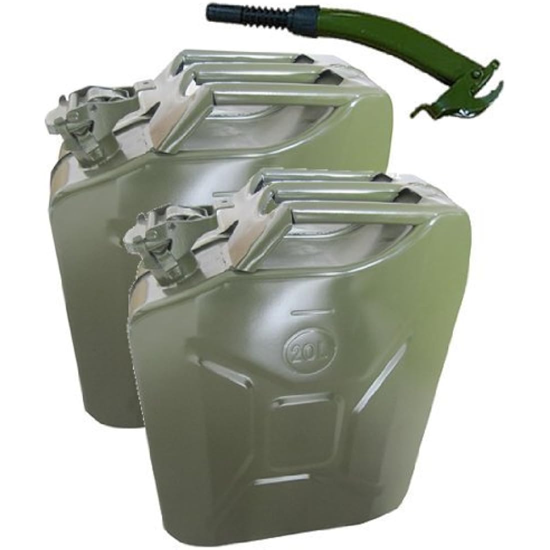 2 x Green 20 Litre Jerry Can with 1x Spout