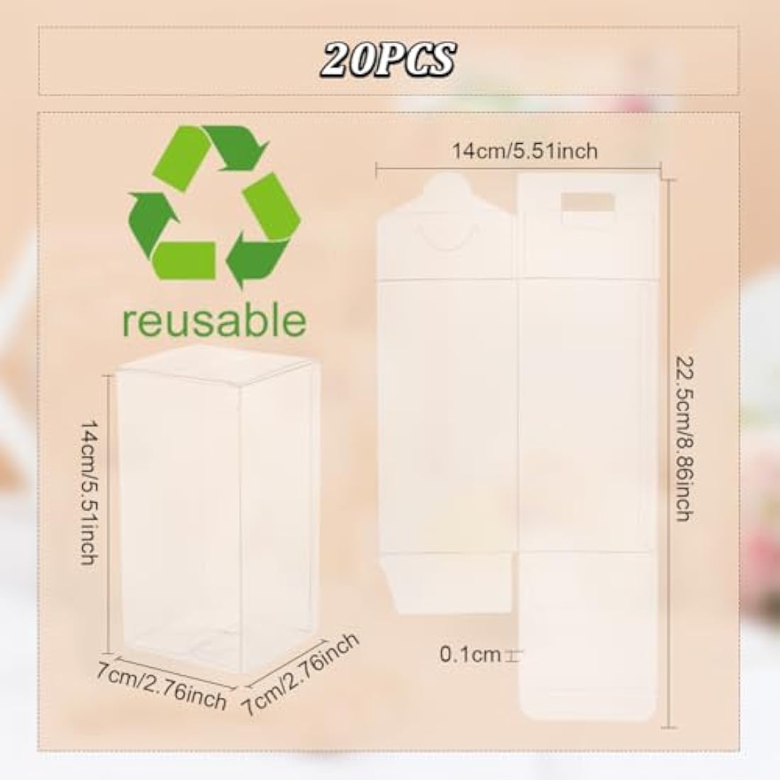 BENECREAT 20PCS 14x7x7cm Clear Wedding Favour Boxes Rectangle PVC Transparent Gift Boxes for Cake Candy Chocolate Birthday Party