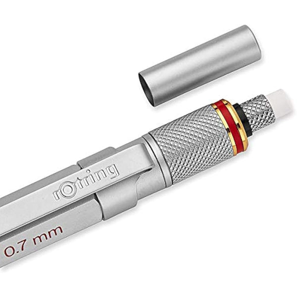 Rotring 800+ Mechanical Pencil With Touchscreen Stylus - 0.7mm - Unique Twist & Click Action - Silver Metal Barrel - Gift Boxed