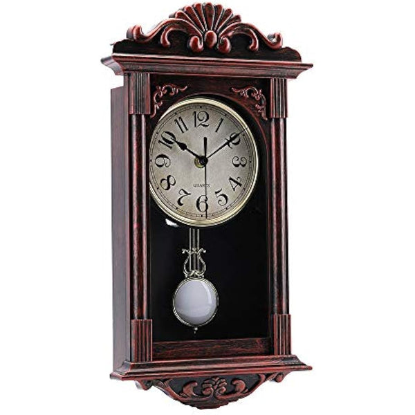 jomparis Pendulum Wall Clock Retro Quartz Decorative Wall Clock for Living Room, Office, Home Decor(16 Inch, Bronze)