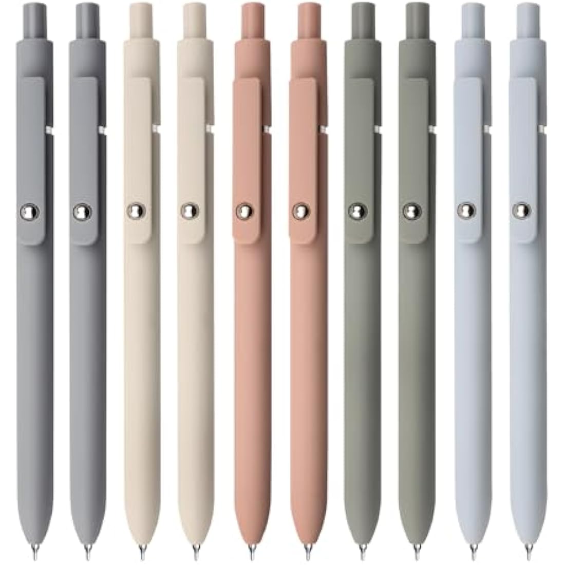 UIXJODO Gel Pens, 10 Pcs 0.5mm Fine Point Black Ink Pens with Soft Grip, Morandi Series for Writing, Note Taking