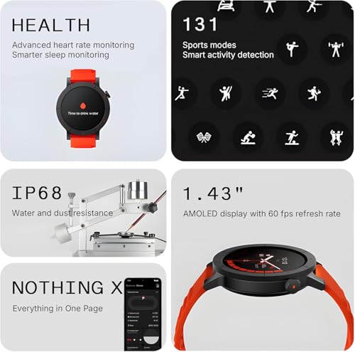 CMF by Nothing Watch 3 Pro Smartwatch with 1.43’ AMOLED Display, 13 days Battery Life, Dual-band GPS, Bluetooth Calls with AI Noise Reduction, Advanced Heart Rate and Sleep Monitoring- Light Grey