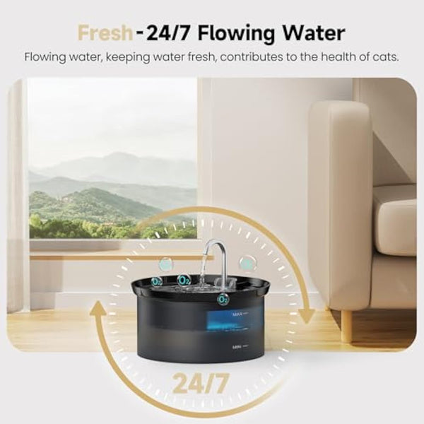 BMDSAE Cat Fountain, Pet Fountain with Ultra Silent Pump, Activated Carbon Filter Keeps Water Clean 2.8 L