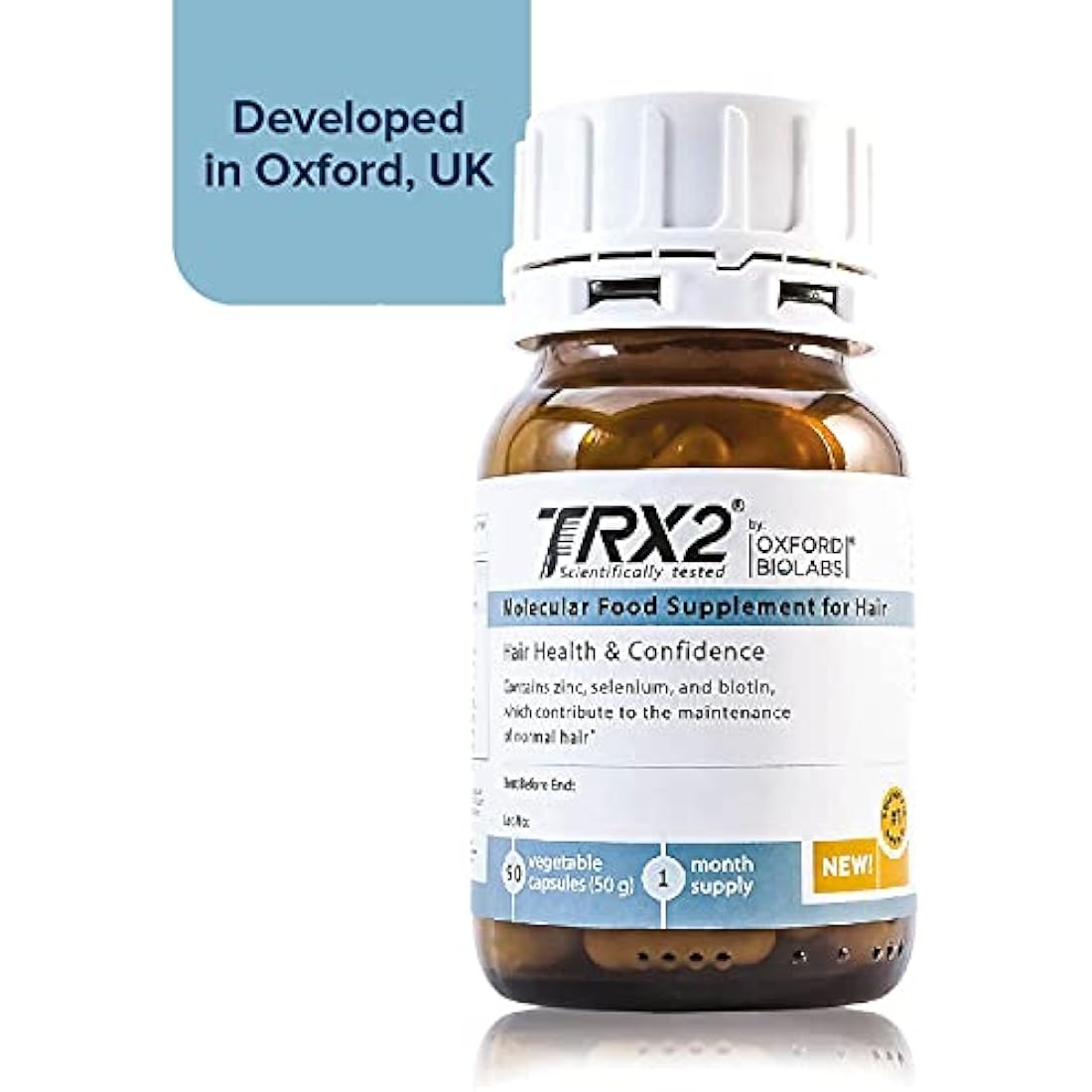 TRX2 Hair Growth Supplement - Healthy Hair - Clinically Proven Results of Thicker, Fuller Hair - Stop Hair Loss for Men and Women - Biotin & Selenium & Zink - Vegetarian - 1 Month Supply
