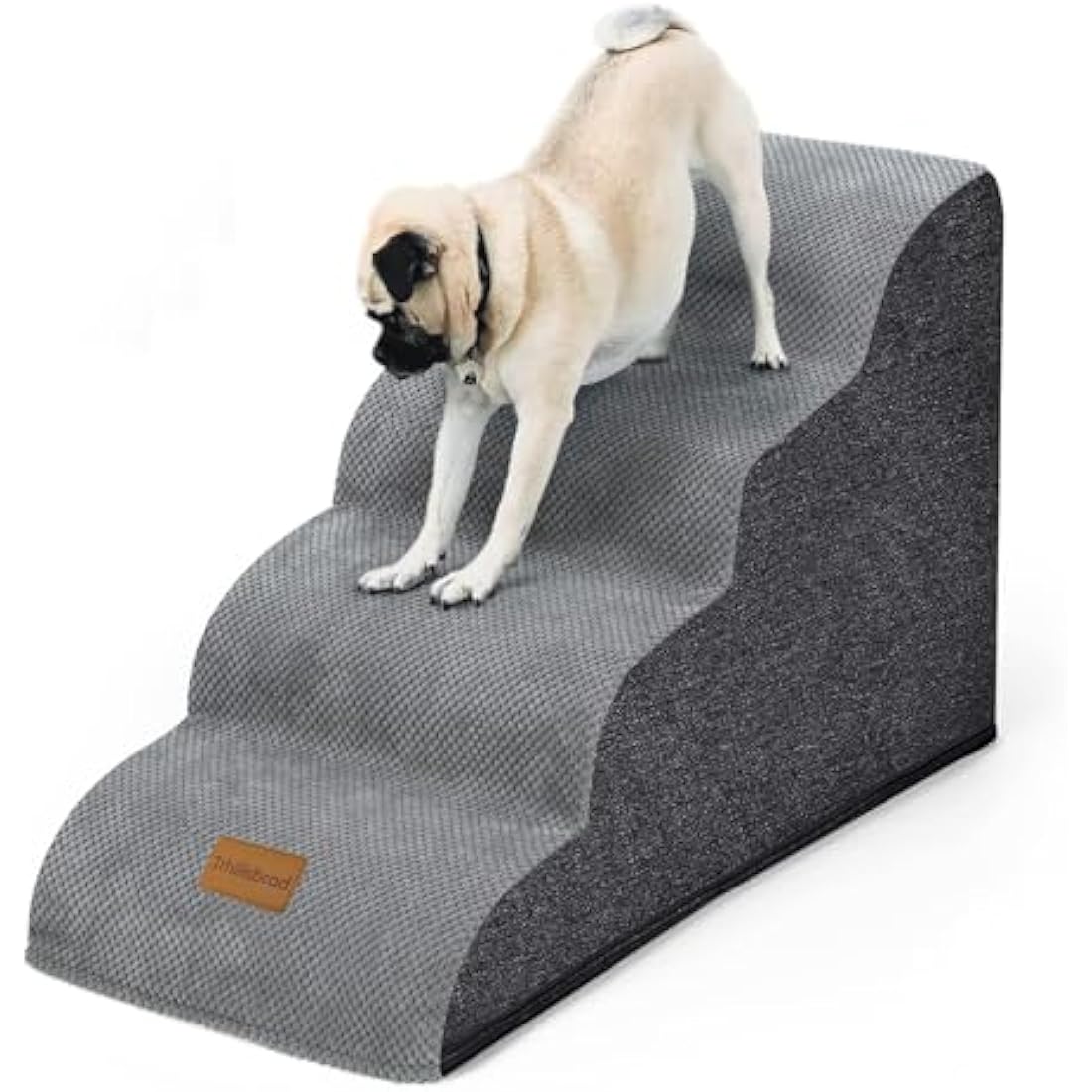 Wide Dog Steps Stairs for Bed 4 Steps 50 cm High for Dogs, Dog Ramp High Density Foam Pet Stairs Washable Cover and Non-Slip Base 40 x 70 x 50CM