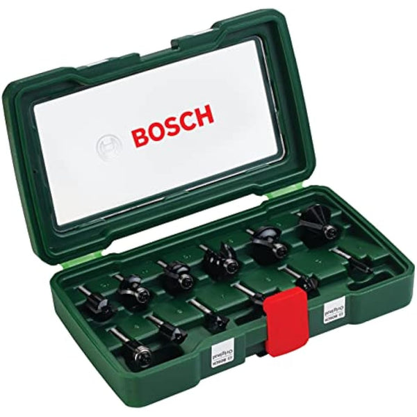 Bosch 12-Piece Router Bit Set (for Wood, Shank Ø 1/4", Accessory Routers)