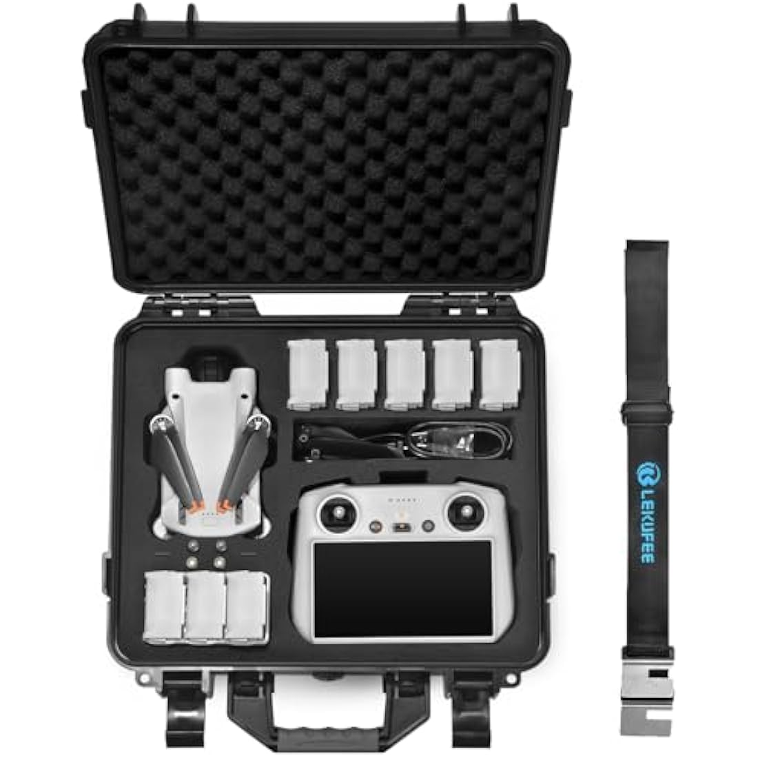 LEKUFEE Waterproof Hard Carrying Case for DJI Mini 4 Pro/3 Pro/3 Drone, DJI RC 2/RC N3/N2/N1 & More Accessories (Case Only)