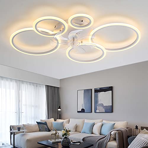 YUNZI Modern Ceiling Fan with Lamp with Remote Control LED 72W Dimmable Fan Ceiling Light Ceiling Fan Lighting for Living Room Bedroom Kitchen, 6