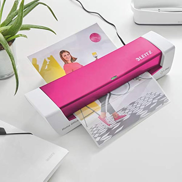 Leitz 73681023 iLam A4 Laminator, Ideal for Home Office, Wow - Metallic Pink