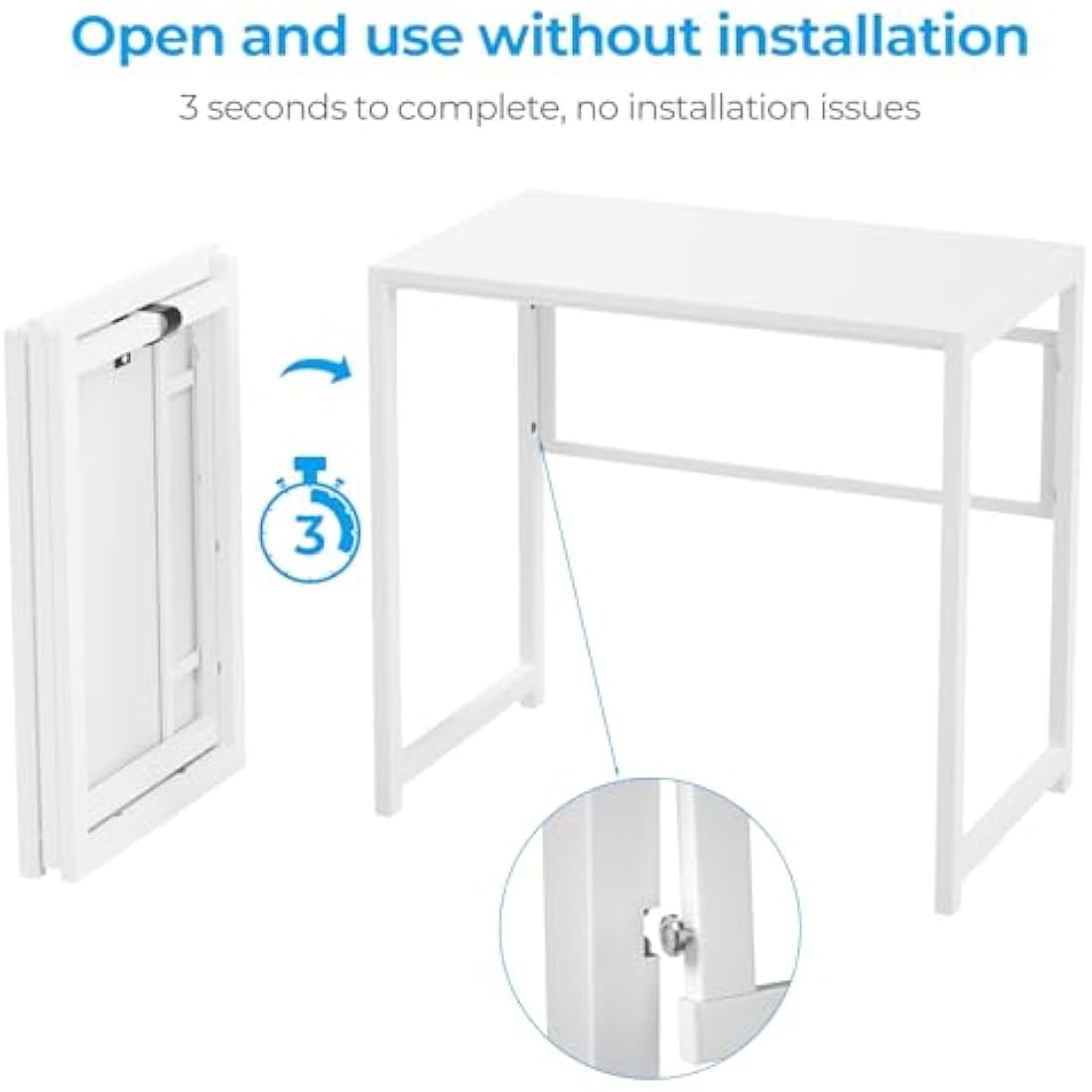 GreenForest Small Foldable Desk No Assembly,80 cm Computer Desk for Small Space,Space-Saving Home Office desk,White