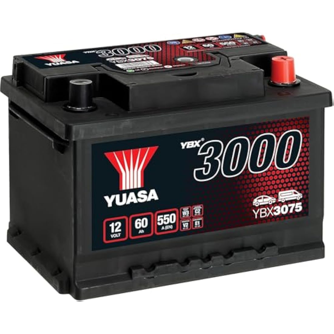 Yuasa YBX3075 12V 60Ah 550CCA Sealed Maintenance Free Car Battery