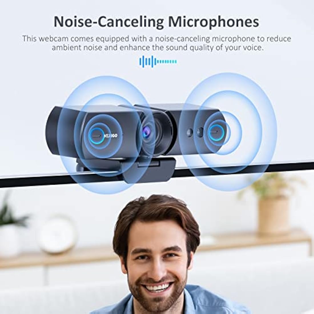 NexiGo HelloCam, 1080p Webcam with Windows Hello and Microphone, True Privacy with Patented Automatic Shutter, Facial Enhancement, HD USB Webcam Camera for PC, Video Calling, Recording, Conferencing