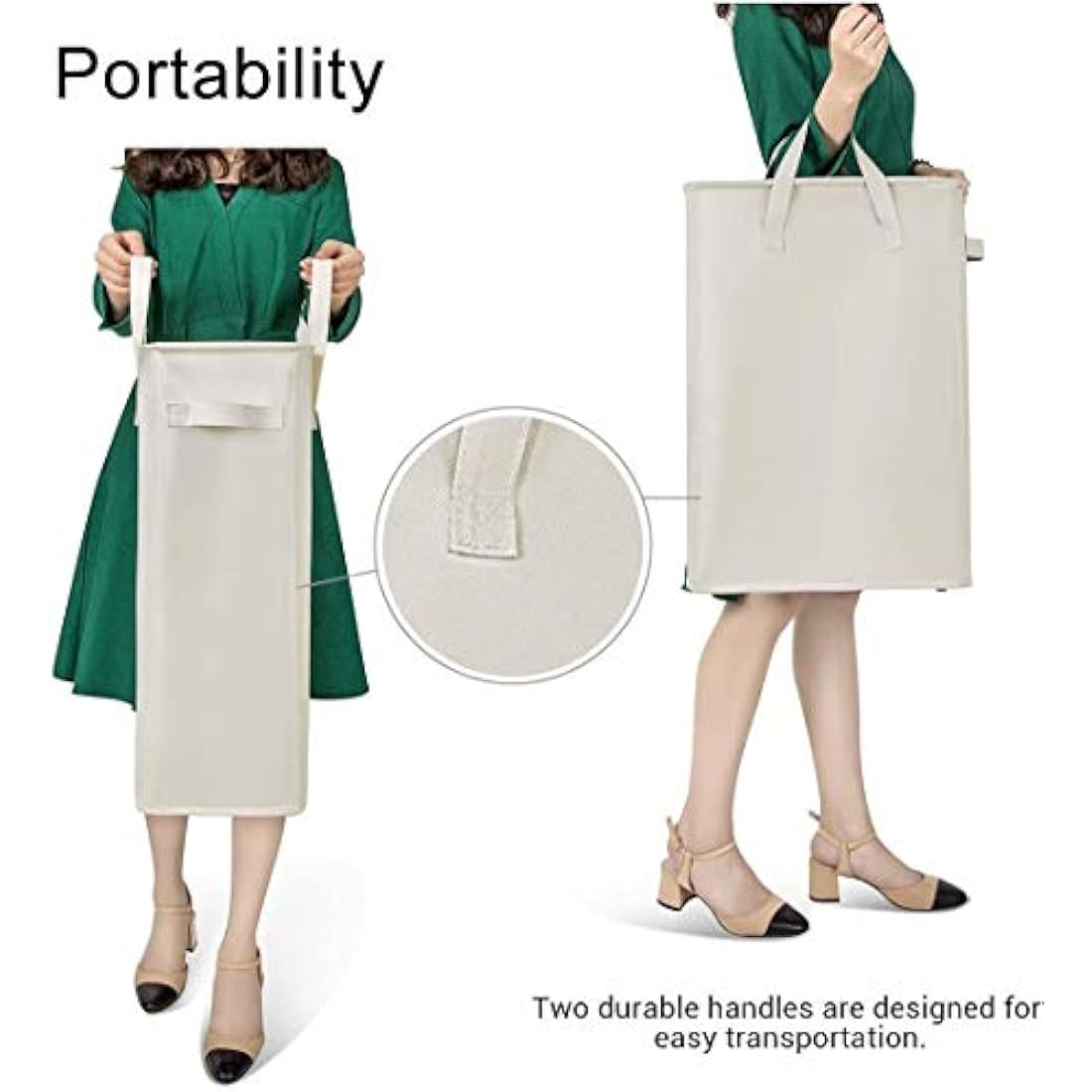 Chrislley Slim Laundry Basket Small Foldable Laundry Hamper Collapsible Washing basket Sturdy Laundry Bin with Handle