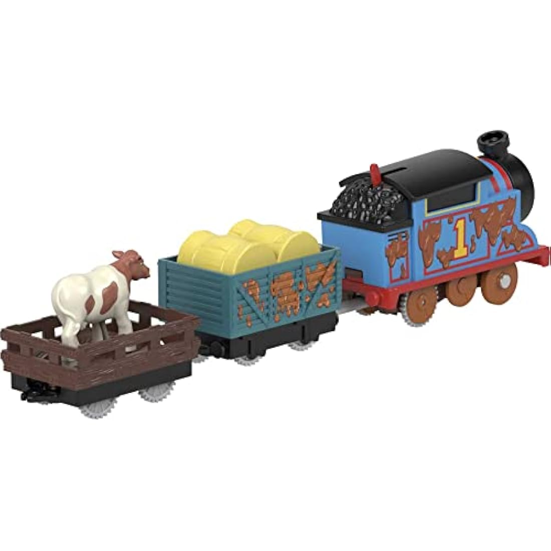Thomas & Friends Muddy Farm Thomas motorized battery-powered toy train engine for preschool kids ages 3 years and older, HDY73