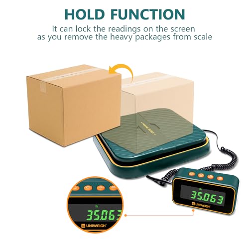 UNIWEIGH Digital Postal Scales for Packages,86lb/0.1oz Shipping Parcel Scale-Hold and Tare Function,Postage Scale,Mail Scale Fold up Holder,Package Scale,LCD Display,Includes Batteries & USB-C Cable