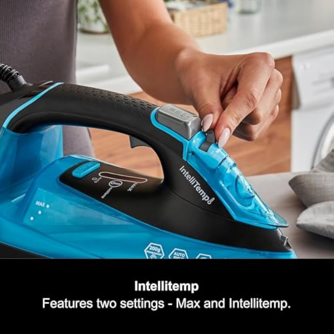 Morphy Richards Turbosteam Pro Steam Iron, Non Stick Ceramic Soleplate, Intellitemp Technology, 200g Boost, 40g Output, 380ml Water Tank, Digital Controls, Auto Shut off, 3m Cord, 3100W, Blue, 303210