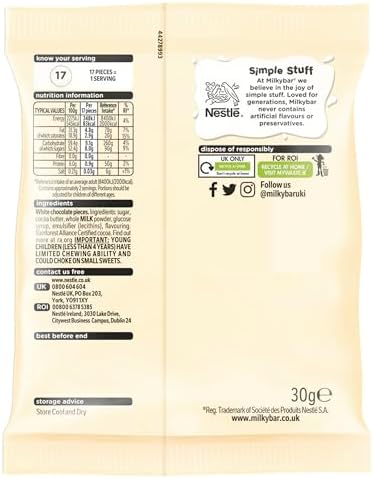 Milkybar White Chocolate Giant Buttons Buttons Sharing Bag Bags, 48 x 30 g White Chocolate 30 g (Pack of 48) 80g