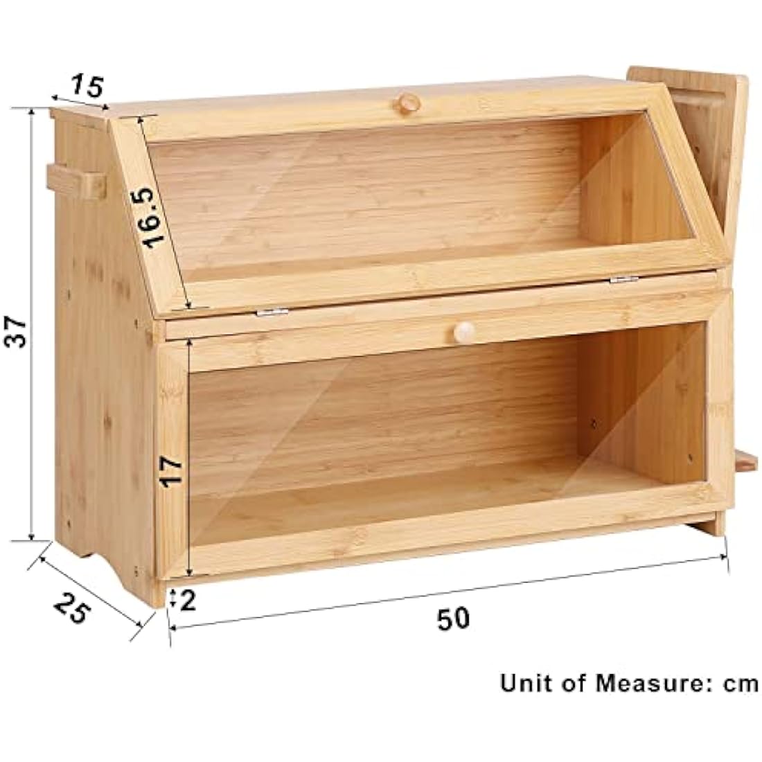 Leader Accessories Double Decker Bamboo Bread Bin 2-Layer Bread Box Large Capacity Bread Storage for Kitchen 19.7"x9.8"x14.5"