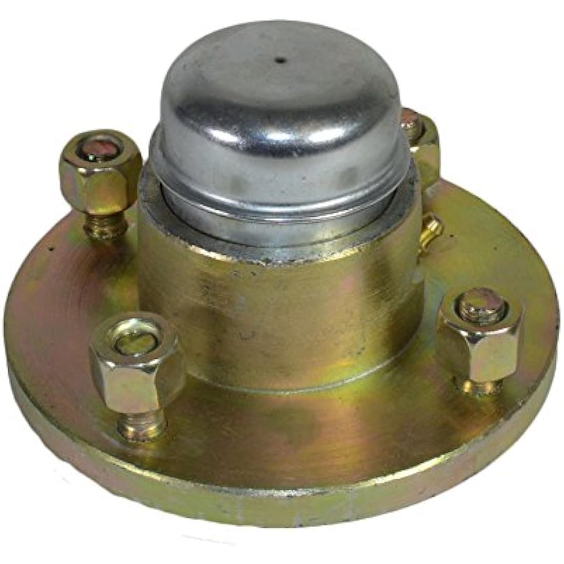 AB Tools Trailer Cast Wheel Hub 4" PCD 1" Taper Bearing 4 Stud With Wheel Nuts And Cap