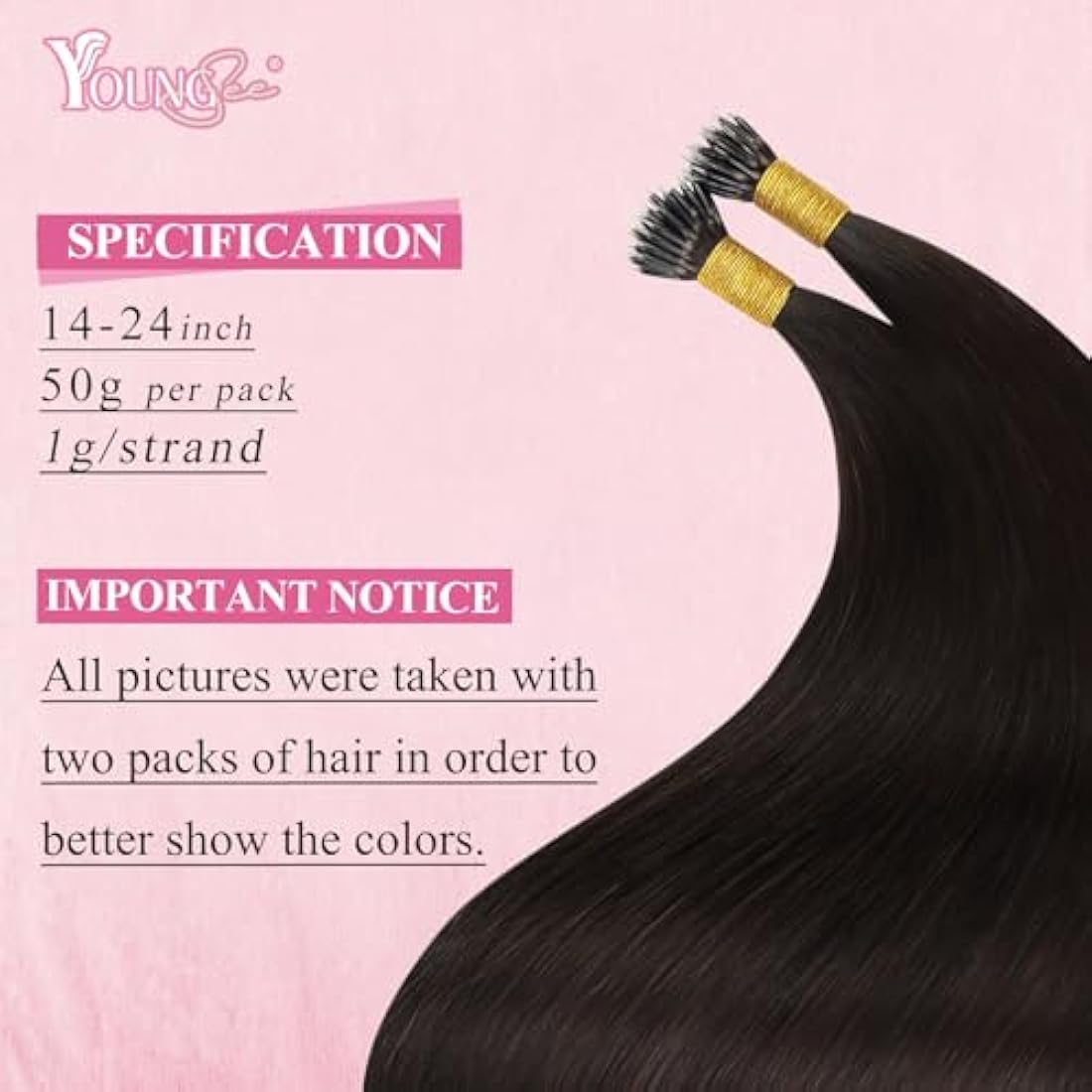 YoungSee 18inch Nano Hair Extensions Real Human Hair Dark Brown Nano Ring Hair Extensions Darkest Brown Everyday Wear Silky Gentle on Hair Natural Look and Feel Pre Bonded Cold Fusion Soft 50S 50g