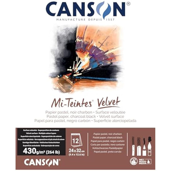 CANSON Pastel Paper, Black, 9.4x12.6'' -24x32cm