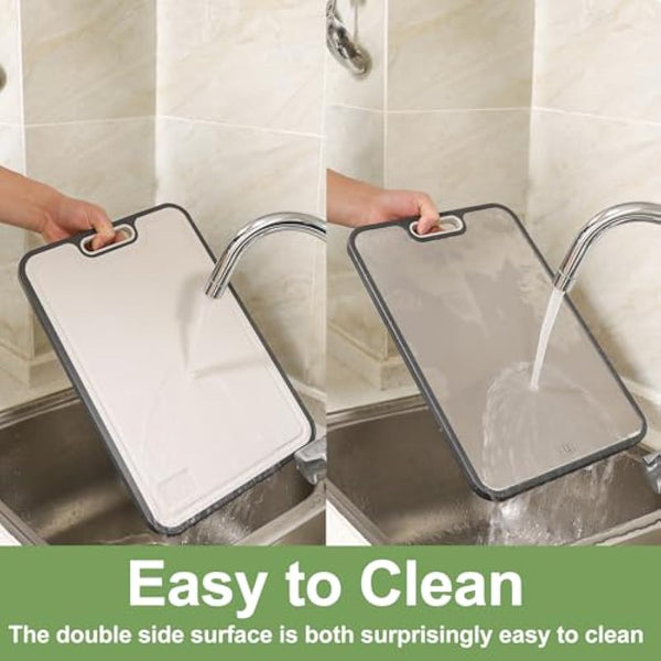 Titanium Cutting Board for Kitchen, Double Side Large Cutting Board for Meats, Fruits and Vegetables, Chopping Board with with Juice Groove, 38.5x26.5cm