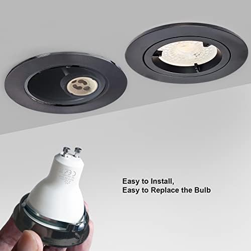 4XSweier 90 Minute IP20 Fire Rated Black Recessed Ceiling Spotlight, LED Downlight 5W Warm White 3000K, Spotlight with GU10 Junction Box (Non-Dimmable)