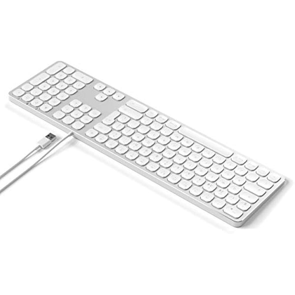 Satechi Aluminum Wired USB Keyboard with Numeric Keypad – for iMac Pro, iMac, Mac Mini, MacBook Pro/Air, Windows, PC or Laptop – Silver