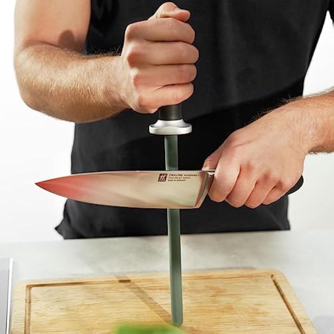 ZWILLING Ceramic Sharpening Steel, Length: 23 cm, Black Plastic Handle with Suspension Eyelet