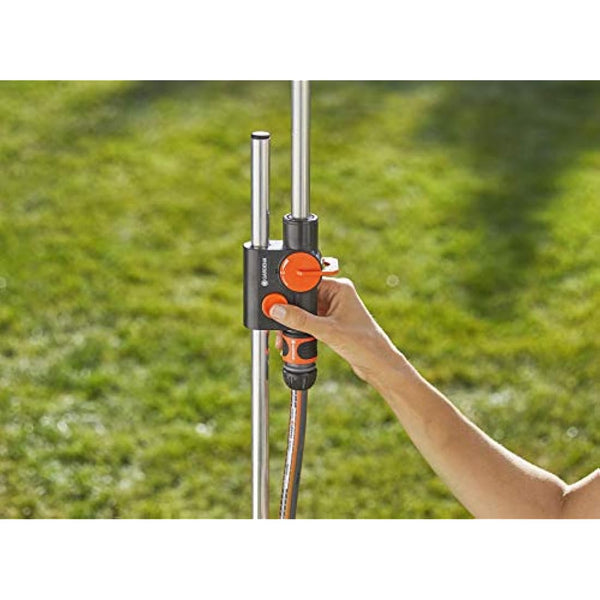 Gardena shower solo shower with a pleasant soft spray, water quantity continuously adjustable and lockable, variable height adjustment to 207 cm, with spike for fixing in the ground (961-20)