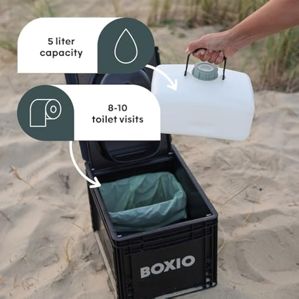 BOXIO Portable Toilet - Convenient Camping Toilet! Compact, Safe, and Personal Composting Toilet with Convenient Disposal for Camping, RVing, Boating, Road Trips and Other Recreational Activities