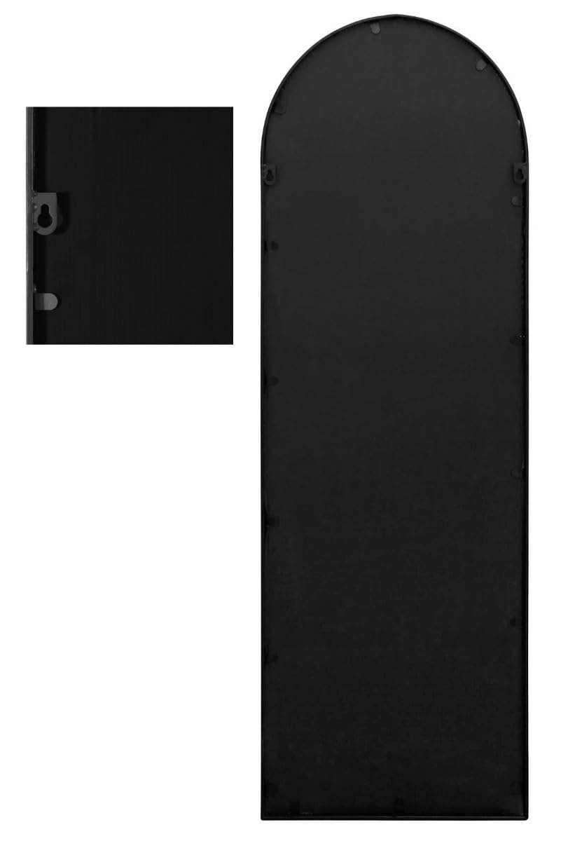 MirrorOutlet The Arcus - Black Metal Framed Modern Arched Wall Mirror 47" X 16" (120CM X 40CM) Black. 2cm Wide Frame and 3cm Deep.