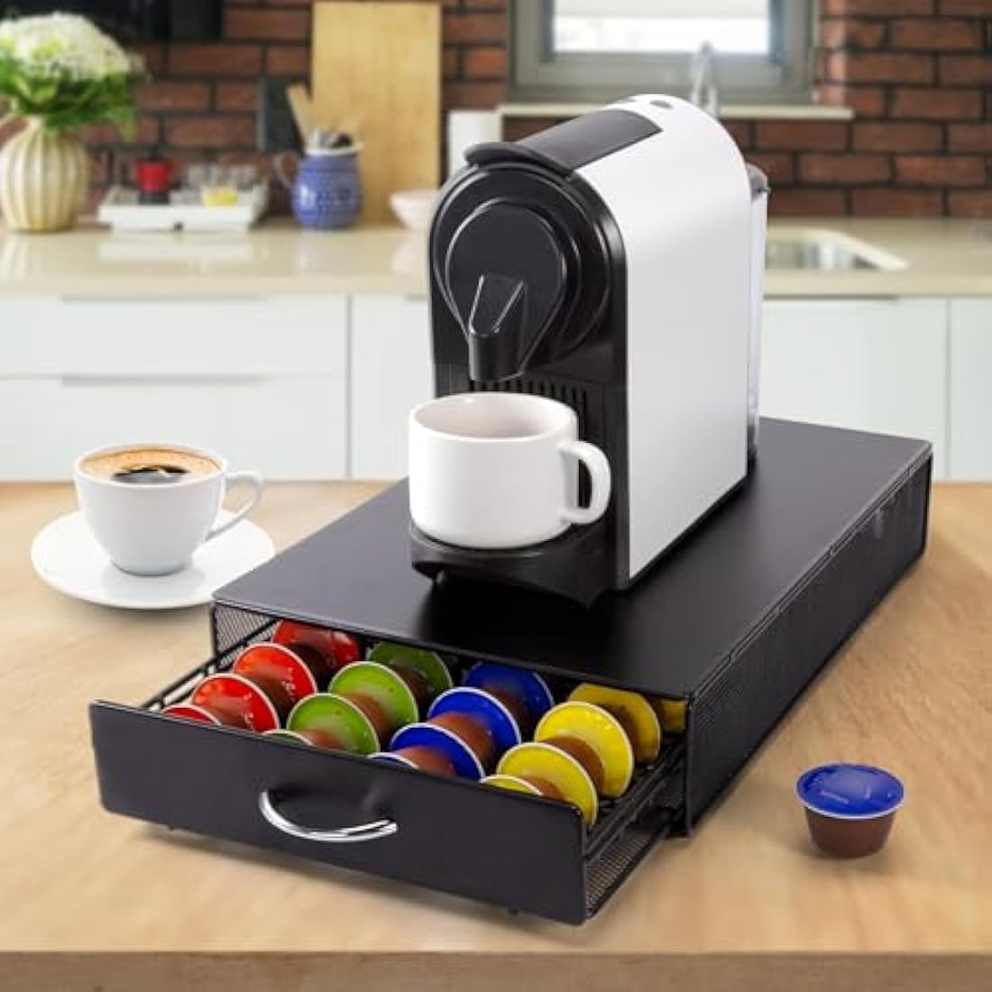 SYSYLY Coffee Pod Holder,Coffee Pod Storage Drawer For Dolce Gusto Pods,Max. Capacity 40 - Coffee Machine Stand With Coffee Pod Organizer.
