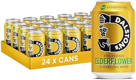Dalston's Sparkling Elderflower Soda (24 x 330ml) - Real Pressed Elderflower & Sparkling Water - 46 Kcal - No Added Sugar - No Artificial Sweeteners - Healthy Alternative - Low Calorie - Vegan