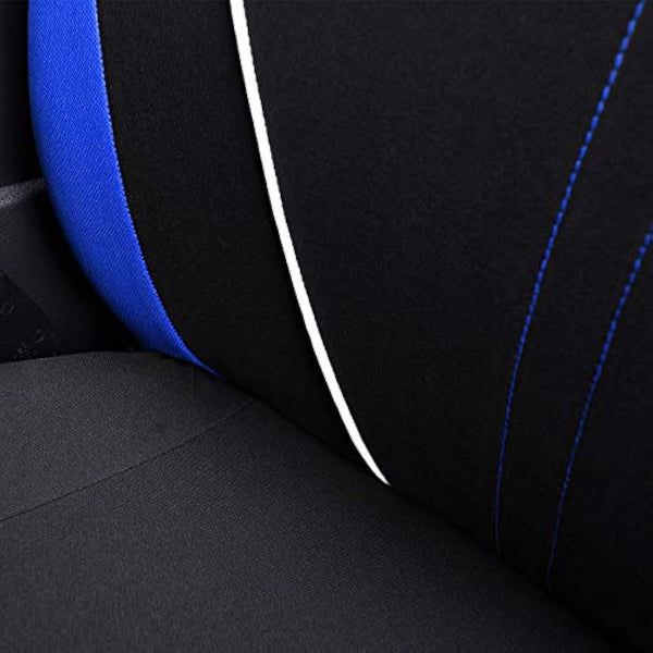 Flying Banner Universal Breathable Mesh Cloth Car Seat Covers Full Set Airbag Compatible Cushions Protector (Black and Blue)